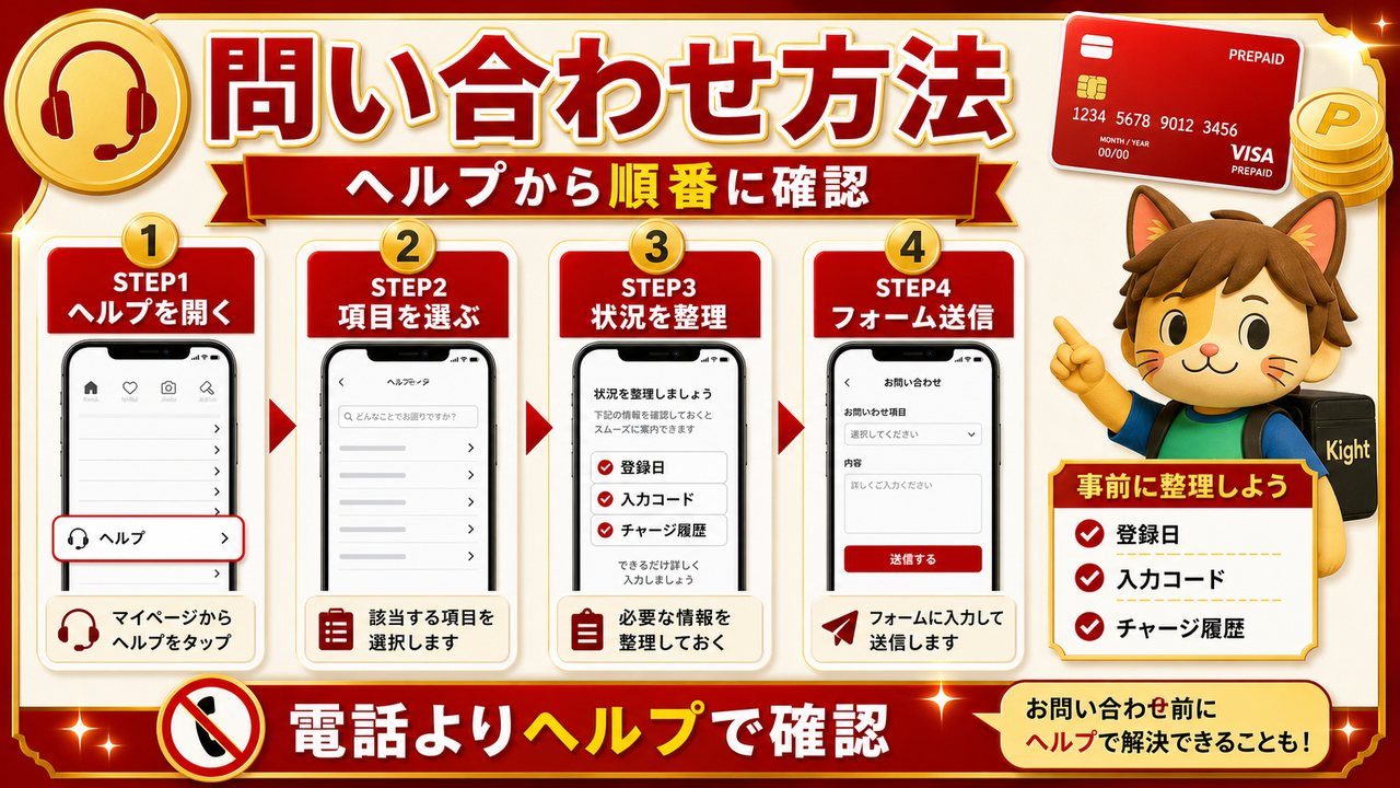 バンドルカードの問い合わせはヘルプから順番に確認