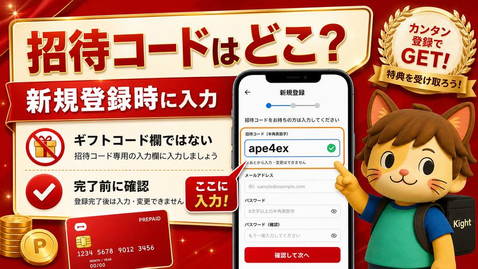 バンドルカード招待コードはどこに入力？ape4exを登録時に見落とさない手順